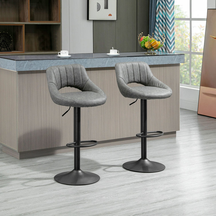 Davionn Swivel Upholstered Adjustable Height Counter Stool with Metal Frame